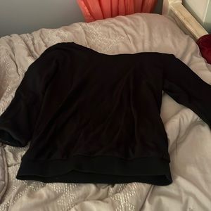 Black open shoulder crewneck (cut)